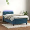 Image de vidaXL Boxspring met matras en LED fluweel donkerblauw 90x200 cm3134565