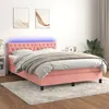 Image de vidaXL Boxspring met matras en LED fluweel roze 140x190 cm3134584