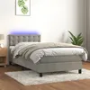 Image de vidaXL Boxspring met matras en LED fluweel lichtgrijs 80x200 cm3134609