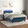 Image de vidaXL Boxspring met matras en LED fluweel donkerblauw 120x200 cm3134637