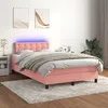 Image de vidaXL Boxspring met matras en LED fluweel roze 120x200 cm3134638
