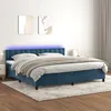 Image de vidaXL Boxspring met matras en LED fluweel donkerblauw 200x200 cm3134667