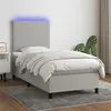 Image de vidaXL Boxspring met matras en LED stof lichtgrijs 90x190 cm3134677