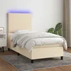 Image de vidaXL Boxspring met matras en LED stof cràmekleurig 90x190 cm3134682