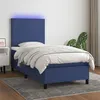 Image de vidaXL Boxspring met matras en LED stof blauw 90x190 cm3134683