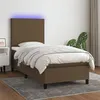 Image de vidaXL Boxspring met matras en LED stof donkerbruin 100x200 cm3134696