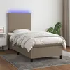 Image de vidaXL Boxspring met matras en LED stof taupe 100x200 cm3134697