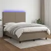 Image de vidaXL Boxspring met matras en LED stof taupe 140x190 cm3134713