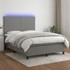 Image de vidaXL Boxspring met matras en LED stof donkergrijs 140x200 cm3134718
