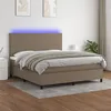Image de vidaXL Sommier à Lattes de Lit avec Matelas et LED, Lit Rembourré, Lit Double, Lit Adulte de Chambre à Coucher Intérieur, Moderne, Taupe 180x200cm Tissu 3134737