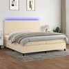 Image de vidaXL Boxspring met matras en LED stof cràmekleurig 200x200 cm3134746