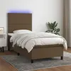 Image de vidaXL Boxspring met matras en LED stof donkerbruin 90x190 cm3134760