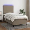Image de vidaXL Boxspring met matras en LED stof taupe 90x190 cm3134761