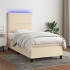 Image de vidaXL Boxspring met matras en LED stof cràmekleurig 80x200 cm3134770