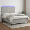 Image de vidaXL Boxspring met matras en LED stof lichtgrijs 140x190 cm3134789