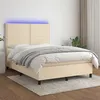 Image de vidaXL Boxspring met matras en LED stof cràmekleurig 140x200 cm3134802