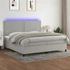Image de vidaXL Boxspring met matras en LED stof lichtgrijs 200x200 cm3134821