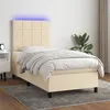 Image de vidaXL Boxspring met matras en LED stof cràmekleurig 90x190 cm3134842