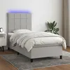 Image de vidaXL Boxspring met matras en LED stof lichtgrijs 100x200 cm3134853