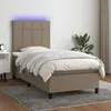 Image de vidaXL Boxspring met matras en LED stof taupe 100x200 cm3134857