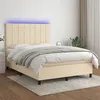 Image de vidaXL Boxspring met matras en LED stof cràmekleurig 140x200 cm3134882