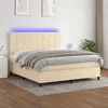 Image de vidaXL Boxspring met matras en LED stof cràmekleurig 180x200 cm3134898