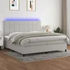 Image de vidaXL Boxspring met matras en LED stof lichtgrijs 200x200 cm3134901