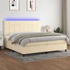 Image de vidaXL Boxspring met matras en LED stof cràmekleurig 200x200 cm3134906
