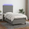 Image de vidaXL Boxspring met matras en LED stof donkergrijs 80x200 cm3134910