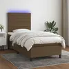 Image de vidaXL Boxspring met matras en LED stof donkerbruin 90x190 cm3134920