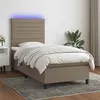 Image de vidaXL Boxspring met matras en LED stof taupe 90x190 cm3134921