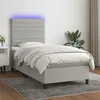 Image de vidaXL Boxspring met matras en LED stof lichtgrijs 90x200 cm3134925
