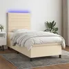 Image de vidaXL Boxspring met matras en LED stof cràmekleurig 100x200 cm3134938