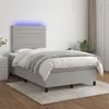 Image de vidaXL Boxspring met matras en LED stof lichtgrijs 120x200 cm3134941