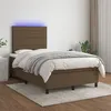 Image de vidaXL Boxspring met matras en LED stof donkerbruin 120x200 cm3134944
