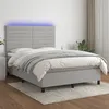 Image de vidaXL Boxspring met matras en LED stof lichtgrijs 140x190 cm3134949