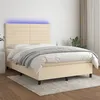 Image de vidaXL Boxspring met matras en LED stof cràmekleurig 140x190 cm3134954