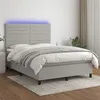 Image de vidaXL Boxspring met matras en LED stof lichtgrijs 140x200 cm3134957