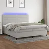 Image de vidaXL Boxspring met matras en LED stof lichtgrijs 200x200 cm3134981
