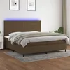 Image de vidaXL Boxspring met matras en LED stof donkerbruin 200x200 cm3134984
