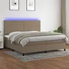 Image de vidaXL Boxspring met matras en LED stof taupe 200x200 cm3134985