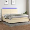 Image de vidaXL Boxspring met matras en LED stof cràmekleurig 200x200 cm3134986