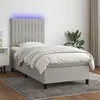 Image de vidaXL Boxspring met matras en LED stof lichtgrijs 90x190 cm3134997