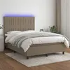 Image de vidaXL Boxspring met matras en LED stof taupe 140x200 cm3135041