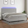 Image de vidaXL Boxspring met matras en LED stof lichtgrijs 200x200 cm3135061