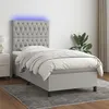 Image de vidaXL Boxspring met matras en LED stof lichtgrijs 80x200 cm3135069