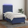 Image de vidaXL Boxspring met matras en LED stof blauw 80x200 cm3135075