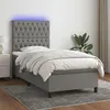 Image de vidaXL Boxspring met matras en LED stof donkergrijs 90x200 cm3135086