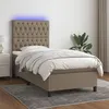 Image de vidaXL Boxspring met matras en LED stof taupe 80x200 cm3135089