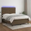 Image de vidaXL Boxspring met matras en LED stof donkerbruin 140x190 cm3135112